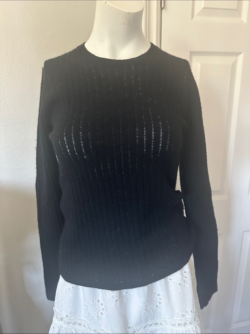 Calvin Klein Black Ribbed Crewneck Sweater